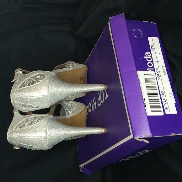 TOP moda bridal heels Silver with sequins - Picture 5 of 10